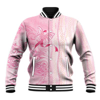 Breast Cancer Awareness Baseball Jacket Maile Pikake Lokelani Crown Flower Lei Inspired LT9 Unisex Pink - Polynesian Pride