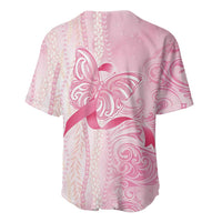 Breast Cancer Awareness Baseball Jersey Maile Pikake Lokelani Crown Flower Lei Inspired LT9 - Polynesian Pride