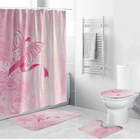 Breast Cancer Awareness Bathroom Set Maile Pikake Lokelani Crown Flower Lei Inspired LT9 Bathroom Set (4 pcs) Pink - Polynesian Pride