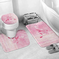 Breast Cancer Awareness Bathroom Set Maile Pikake Lokelani Crown Flower Lei Inspired LT9 Mat Set Only (3 pcs) One Size Pink - Polynesian Pride