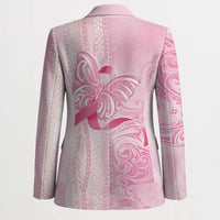 Breast Cancer Awareness Blazer Maile Pikake Lokelani Crown Flower Lei Inspired LT9 - Polynesian Pride