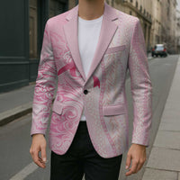 Breast Cancer Awareness Blazer Maile Pikake Lokelani Crown Flower Lei Inspired LT9 - Polynesian Pride