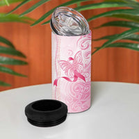 Breast Cancer Awareness 4 in 1 Can Cooler Tumbler Maile Pikake Lokelani Crown Flower Lei Inspired