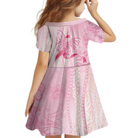 Breast Cancer Awareness Family Matching Short Sleeve Bodycon Dress and Hawaiian Shirt Maile Pikake Lokelani Crown Flower Lei Inspired
