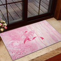 Breast Cancer Awareness Rubber Doormat Maile Pikake Lokelani Crown Flower Lei Inspired