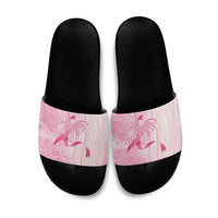 Breast Cancer Awareness Slide Sandals Maile Pikake Lokelani Crown Flower Lei Inspired LT9 Pink - Polynesian Pride
