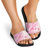 Breast Cancer Awareness Slide Sandals Maile Pikake Lokelani Crown Flower Lei Inspired LT9 - Polynesian Pride