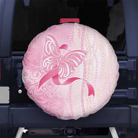 Breast Cancer Awareness Spare Tire Cover Maile Pikake Lokelani Crown Flower Lei Inspired LT9 No hole Pink - Polynesian Pride