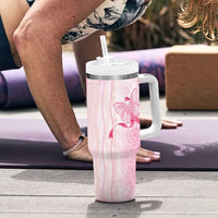 Breast Cancer Awareness Tumbler With Handle Maile Pikake Lokelani Crown Flower Lei Inspired