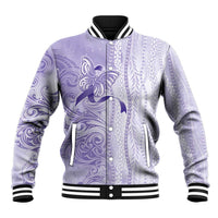 Epilepsy Awareness Baseball Jacket Maile Pikake Lokelani Crown Flower Lei Inspired LT9 Unisex Purple - Polynesian Pride