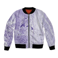 Epilepsy Awareness Bomber Jacket Maile Pikake Lokelani Crown Flower Lei Inspired LT9 Unisex Purple - Polynesian Pride