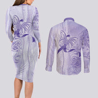 Epilepsy Awareness Couples Matching Long Sleeve Bodycon Dress and Long Sleeve Button Shirt Maile Pikake Lokelani Crown Flower Lei Inspired