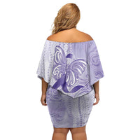 Epilepsy Awareness Family Matching Off Shoulder Short Dress and Hawaiian Shirt Maile Pikake Lokelani Crown Flower Lei Inspired