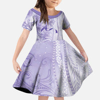 Epilepsy Awareness Kid Short Sleeve Dress Maile Pikake Lokelani Crown Flower Lei Inspired LT9 KID Purple - Polynesian Pride