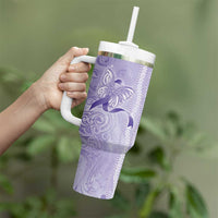 Epilepsy Awareness Tumbler With Handle Maile Pikake Lokelani Crown Flower Lei Inspired LT9 - Polynesian Pride