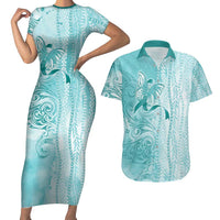 PTSD Awareness Couples Matching Short Sleeve Bodycon Dress and Hawaiian Shirt Maile Pikake Lokelani Crown Flower Lei Inspired