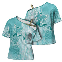 PTSD Awareness Cross Shoulder Shirt Maile Pikake Lokelani Crown Flower Lei Inspired LT9 - Polynesian Pride