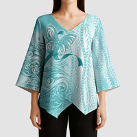 PTSD Awareness Kimono Sleeve Blouse Maile Pikake Lokelani Crown Flower Lei Inspired LT9 - Polynesian Pride