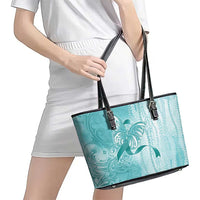 PTSD Awareness Leather Tote Bag Maile Pikake Lokelani Crown Flower Lei Inspired LT9 - Polynesian Pride