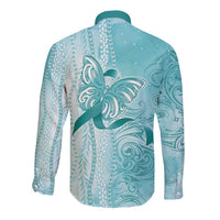 PTSD Awareness Long Sleeve Button Shirt Maile Pikake Lokelani Crown Flower Lei Inspired LT9 - Polynesian Pride