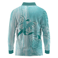 PTSD Awareness Long Sleeve Polo Shirt Maile Pikake Lokelani Crown Flower Lei Inspired LT9 - Polynesian Pride