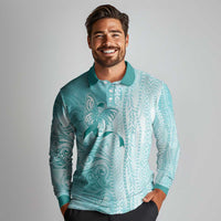 PTSD Awareness Long Sleeve Polo Shirt Maile Pikake Lokelani Crown Flower Lei Inspired LT9 - Polynesian Pride