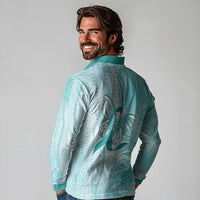 PTSD Awareness Long Sleeve Polo Shirt Maile Pikake Lokelani Crown Flower Lei Inspired LT9 - Polynesian Pride