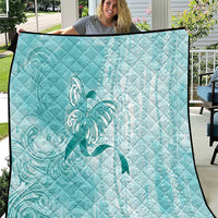 PTSD Awareness Quilt Maile Pikake Lokelani Crown Flower Lei Inspired LT9 Teal - Polynesian Pride