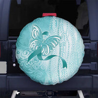 PTSD Awareness Spare Tire Cover Maile Pikake Lokelani Crown Flower Lei Inspired LT9 No hole Teal - Polynesian Pride