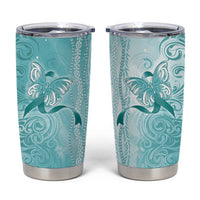 PTSD Awareness Tumbler Cup Maile Pikake Lokelani Crown Flower Lei Inspired LT9 Teal - Polynesian Pride
