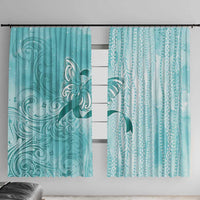 PTSD Awareness Window Curtain Maile Pikake Lokelani Crown Flower Lei Inspired LT9 With Hooks Teal - Polynesian Pride