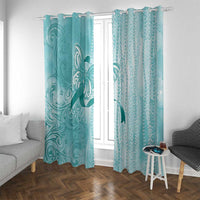 PTSD Awareness Window Curtain Maile Pikake Lokelani Crown Flower Lei Inspired LT9 With Grommets Teal - Polynesian Pride