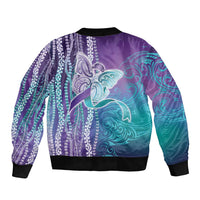 Suicide Prevention Awareness Bomber Jacket Maile Pikake Lokelani Crown Flower Lei Inspired LT9 - Polynesian Pride