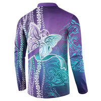 Suicide Prevention Awareness Button Sweatshirt Maile Pikake Lokelani Crown Flower Lei Inspired LT9 - Polynesian Pride