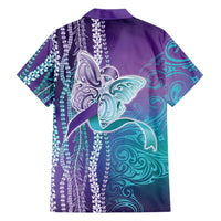 Suicide Prevention Awareness Family Matching Off The Shoulder Long Sleeve Dress and Hawaiian Shirt Maile Pikake Lokelani Crown Flower Lei Inspired