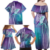 Suicide Prevention Awareness Family Matching Off Shoulder Maxi Dress and Hawaiian Shirt Maile Pikake Lokelani Crown Flower Lei Inspired