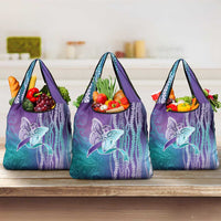 Suicide Prevention Awareness Grocery Bag Maile Pikake Lokelani Crown Flower Lei Inspired LT9 3-pack One Size Multicolor - Polynesian Pride