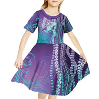 Suicide Prevention Awareness Kid Short Sleeve Dress Maile Pikake Lokelani Crown Flower Lei Inspired