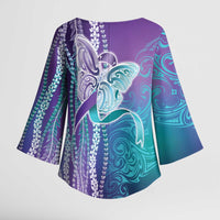 Suicide Prevention Awareness Kimono Sleeve Blouse Maile Pikake Lokelani Crown Flower Lei Inspired LT9 - Polynesian Pride