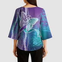 Suicide Prevention Awareness Kimono Sleeve Blouse Maile Pikake Lokelani Crown Flower Lei Inspired LT9 - Polynesian Pride
