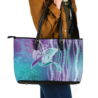 Suicide Prevention Awareness Leather Tote Bag Maile Pikake Lokelani Crown Flower Lei Inspired LT9 - Polynesian Pride