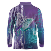 Suicide Prevention Awareness Long Sleeve Polo Shirt Maile Pikake Lokelani Crown Flower Lei Inspired LT9 - Polynesian Pride