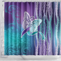 Suicide Prevention Awareness Shower Curtain Maile Pikake Lokelani Crown Flower Lei Inspired LT9 - Polynesian Pride