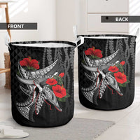Hawaiian Honu Personalized Laundry Basket Black Tribal Hook Pattern LT9 - Polynesian Pride