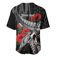 Hawaiian Honu Personalized Baseball Jersey Black Tribal Hook Pattern LT9 - Polynesian Pride