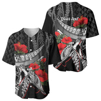 Hawaiian Honu Personalized Baseball Jersey Black Tribal Hook Pattern LT9 - Polynesian Pride