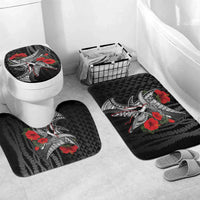 Hawaiian Honu Personalized Bathroom Set Black Tribal Hook Pattern LT9 Mat Set Only (3 pcs) One Size Black - Polynesian Pride