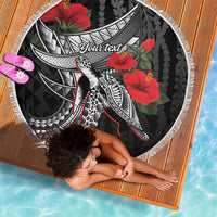 Hawaiian Honu Personalized Beach Blanket Black Tribal Hook Pattern