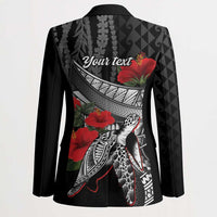 Hawaiian Honu Personalized Blazer Black Tribal Hook Pattern LT9 - Polynesian Pride