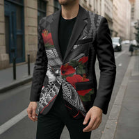 Hawaiian Honu Personalized Blazer Black Tribal Hook Pattern LT9 - Polynesian Pride